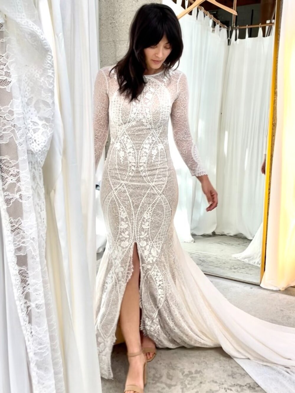 Grace Loves Lace Pierlot Wedding Dress Designer Lace Silk Chiffon XS S 2 White